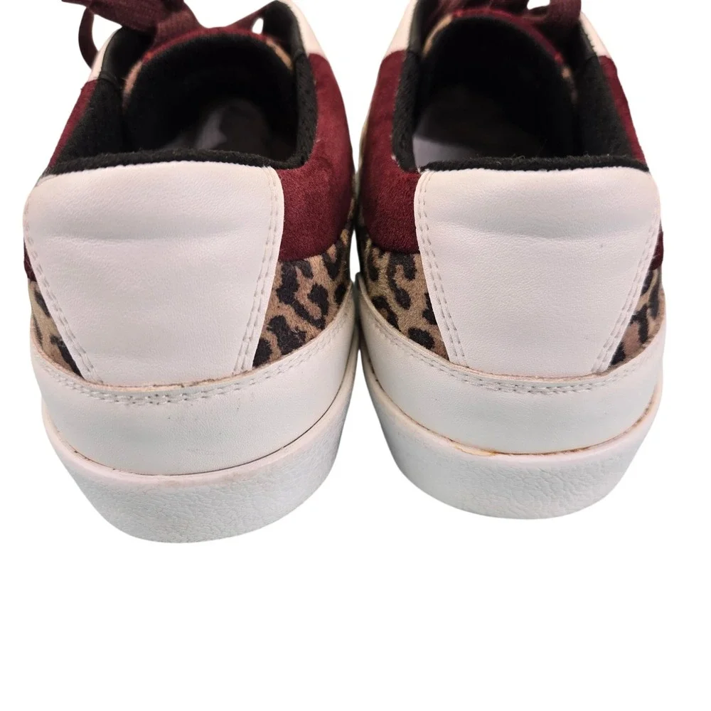 Geox Respira Womens Leopard Print Glitter Fashion Sneakers Maroon White Size 10 - Picture 6 of 7